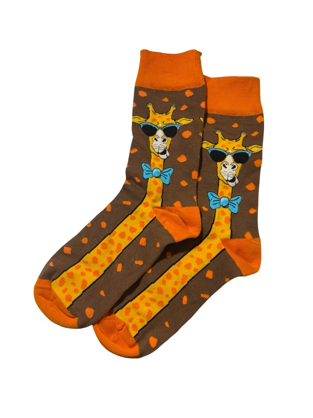 Socky Wocky Giraffe Print Mid Calf Crew Socks Brown Orange Women’s OS